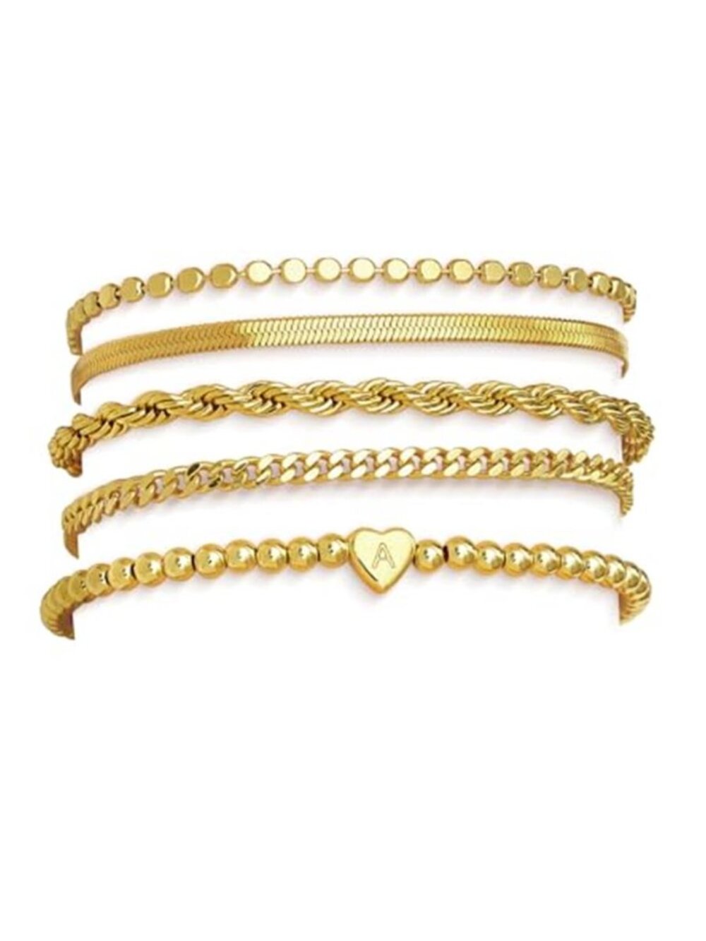 Women's 14K Stackable Gold Plated Waterproof Bracelet Set